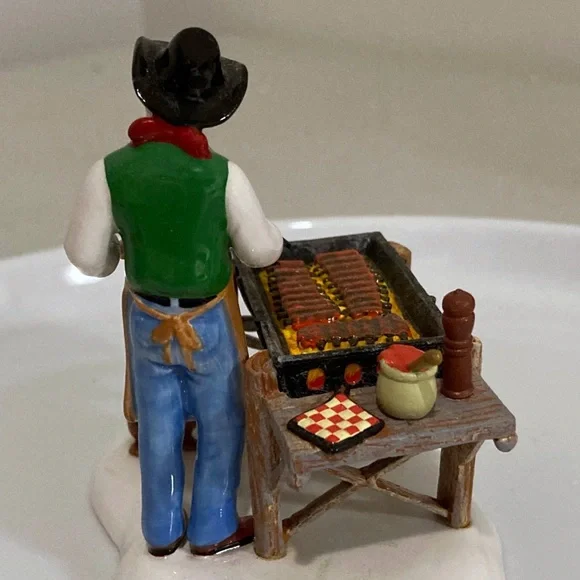 NFS Dept 56 The Backyard Patio & Grill Master and Friend, 3pc Lot- Snow Village - Picture 9 of 12